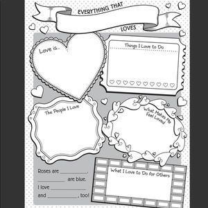 Valentine’s Day coloring poster pack kids classroom 32 posters/pk